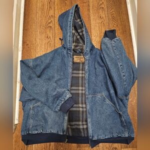90s Denim Insulated Jean Mens Jacket Coat Faded Glory Work Lined Baggy Blue 3XL?